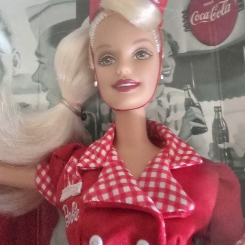 Vintage 1998 Collector Edition Coca-Cola Barbie Doll in Red Car Hop Outfit NIB - Picture 3 of 6